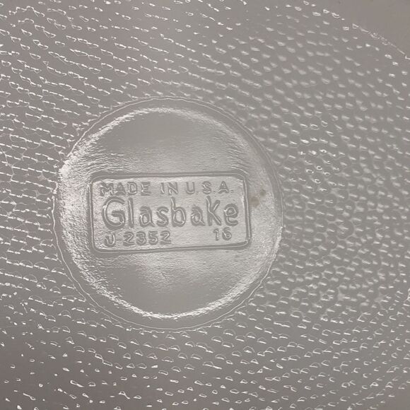 Vintage Glasbake White Milk Glass Blue Thistle Oval Divided Casserole Dish J2352 - Picture 3 of 5